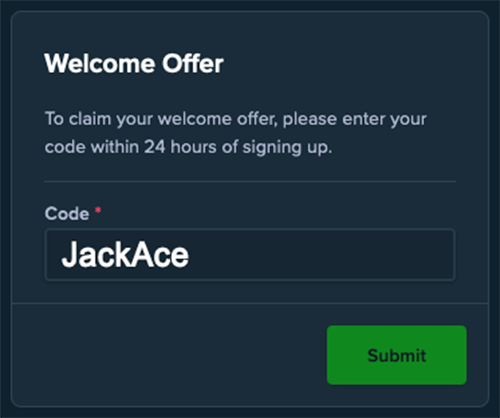 Use the Welcome Code 'JackAce' when registering on Stake