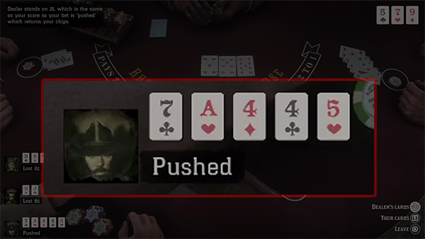 I got a 5 card 21 and PUSHED