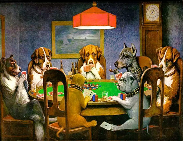 The Classic 'Dogs Playing Poker' painting circa 1903-1910