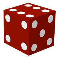 A die with 6 on top, 4 on the left, and 5 on the right